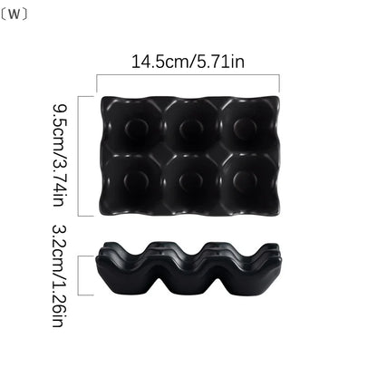 〔W〕6 Grids Egg Holder Ceramic Anti-Slip Egg Box Refrigerator Shockproof Egg Tray Holder Storage Box Home Storage Organization