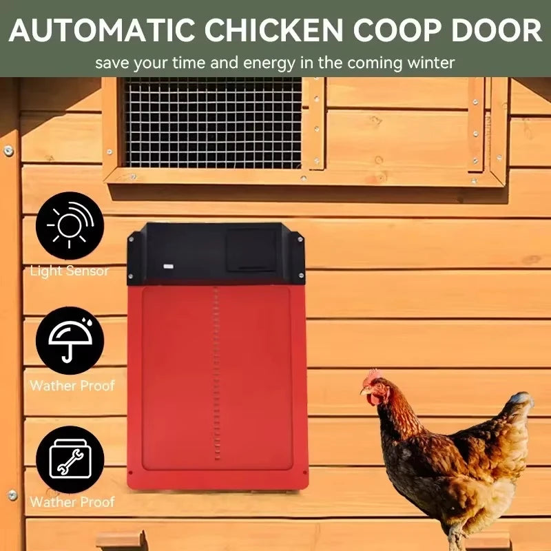 1PCS Automatic Chicken Coop Door Opener ABS House Gate Light Sense Control  Battery Powered Waterproof for Pet Flap Accessories