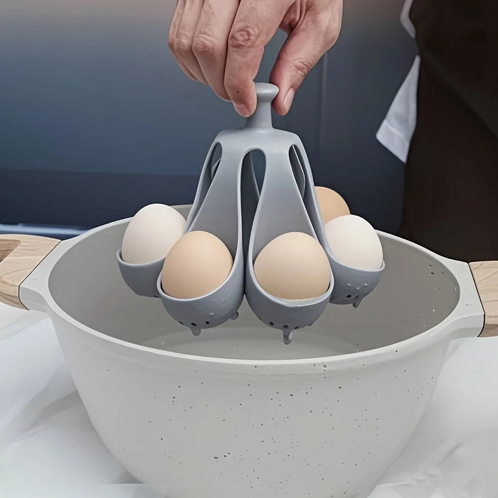 4/6 Egg Holder, High-Temperature Resistant Silicone Egg Cooker for Home Kitchen - Ideal for Steaming Eggs for Family Breakfast