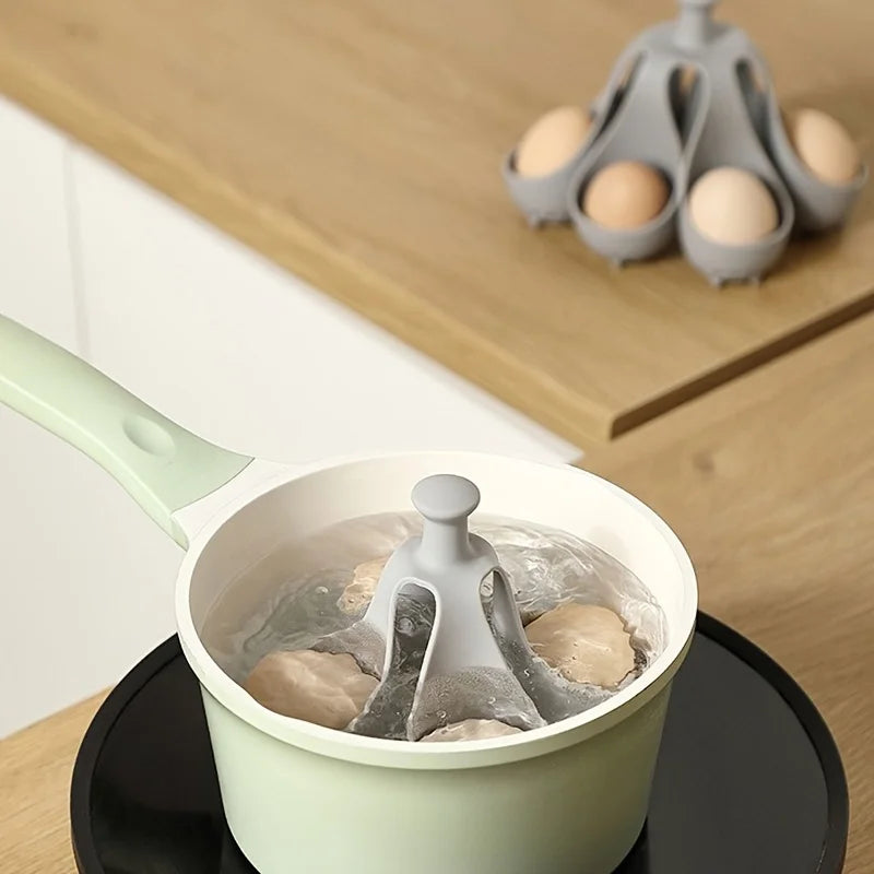 4/6 Egg Holder, High-Temperature Resistant Silicone Egg Cooker for Home Kitchen - Ideal for Steaming Eggs for Family Breakfast