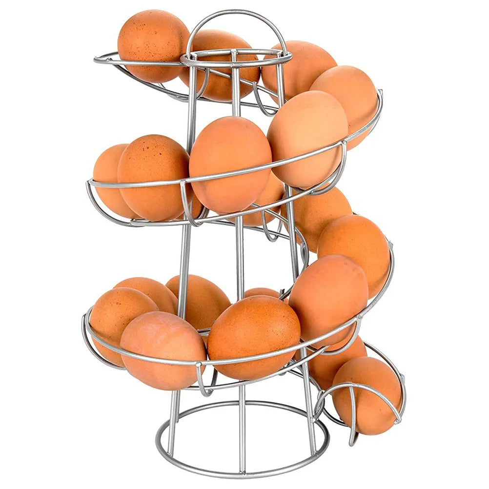 Egg Spiraling Dispenser Rack Egg Storage Organizer Holder Multi Function Steel Store Black Display Iron Art for Kitchen