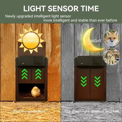 1PCS Automatic Chicken Coop Door Opener ABS House Gate Light Sense Control  Battery Powered Waterproof for Pet Flap Accessories