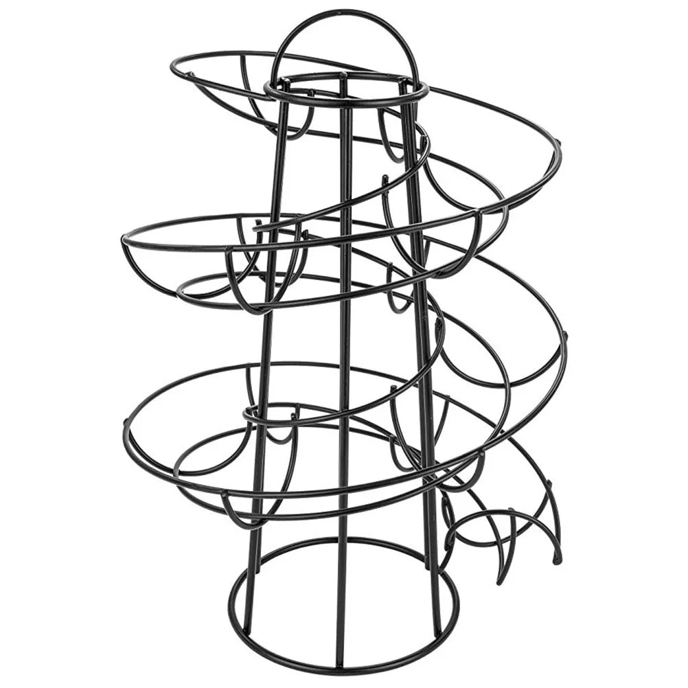 Egg Spiraling Dispenser Rack Egg Storage Organizer Holder Multi Function Steel Store Black Display Iron Art for Kitchen