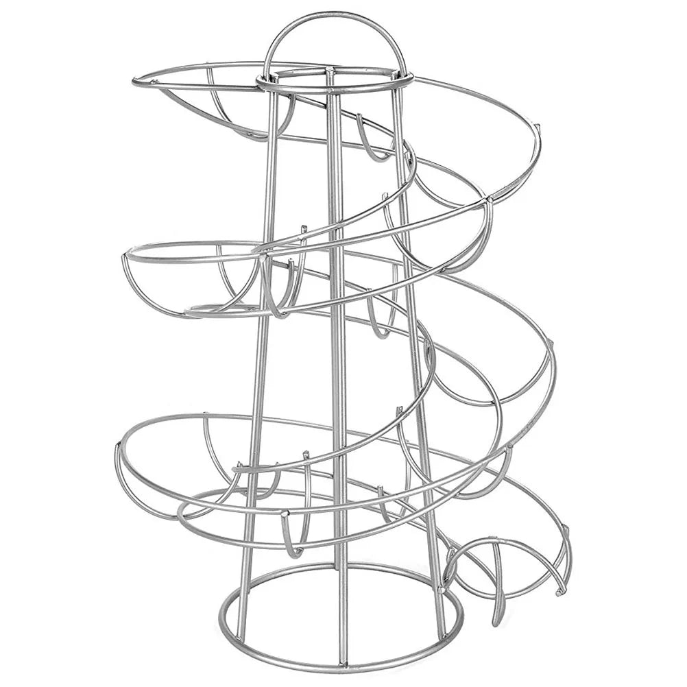 Egg Spiraling Dispenser Rack Egg Storage Organizer Holder Multi Function Steel Store Black Display Iron Art for Kitchen