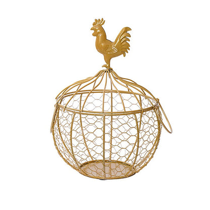 〔CC55〕Metal Art Eggs Storage Basket Chicken Shaped Egg Holder Household Vegetables Fruit Container Organizer Rack Basket