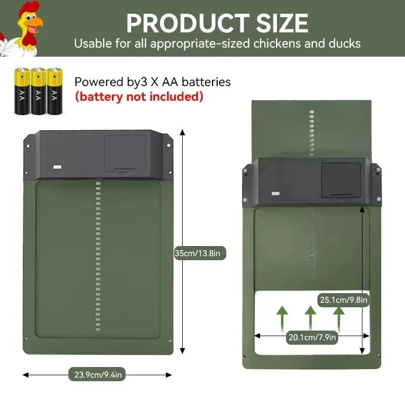 1PCS Automatic Chicken Coop Door Opener ABS House Gate Light Sense Control  Battery Powered Waterproof for Pet Flap Accessories