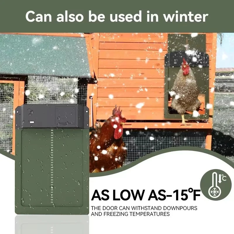 1PCS Automatic Chicken Coop Door Opener ABS House Gate Light Sense Control  Battery Powered Waterproof for Pet Flap Accessories