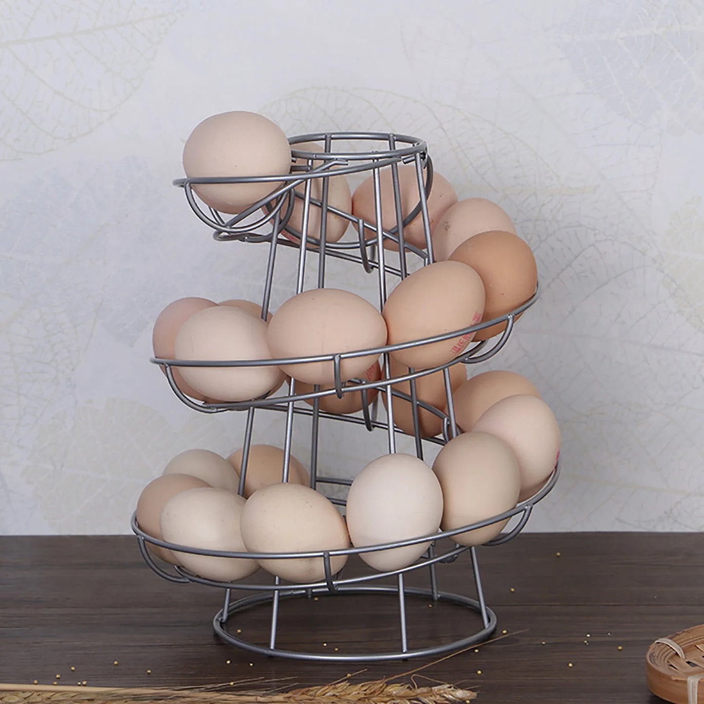 Spiral Egg Rack Wrought Iron Egg Stand Multi-functional Spiral Egg Skelter Dispenser Egg Storage Shelf for Kitchen Countertop