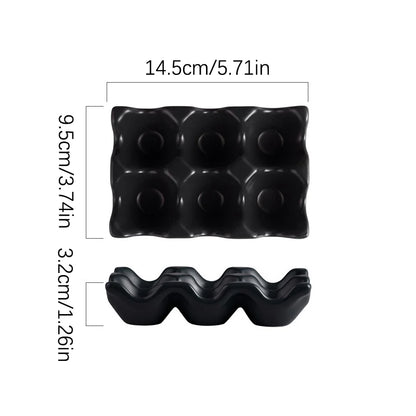 〔W〕6 Grids Egg Holder Ceramic Anti-Slip Egg Box Refrigerator Shockproof Egg Tray Holder Storage Box Home Storage Organization