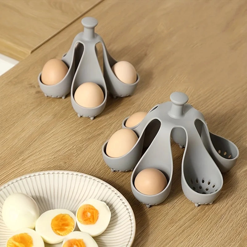 4/6 Egg Holder, High-Temperature Resistant Silicone Egg Cooker for Home Kitchen - Ideal for Steaming Eggs for Family Breakfast