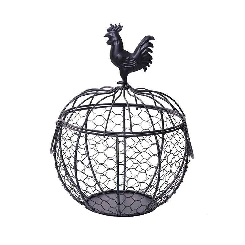 〔CC55〕Metal Art Eggs Storage Basket Chicken Shaped Egg Holder Household Vegetables Fruit Container Organizer Rack Basket