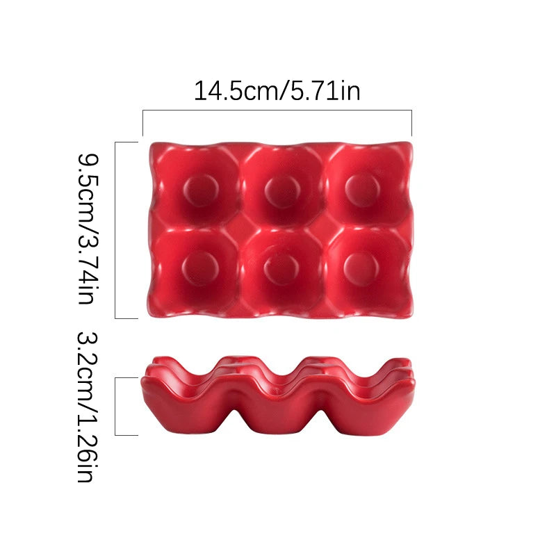 〔W〕6 Grids Egg Holder Ceramic Anti-Slip Egg Box Refrigerator Shockproof Egg Tray Holder Storage Box Home Storage Organization