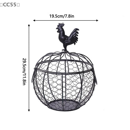 〔CC55〕Metal Art Eggs Storage Basket Chicken Shaped Egg Holder Household Vegetables Fruit Container Organizer Rack Basket