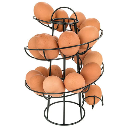Egg Spiraling Dispenser Rack Egg Storage Organizer Holder Multi Function Steel Store Black Display Iron Art for Kitchen