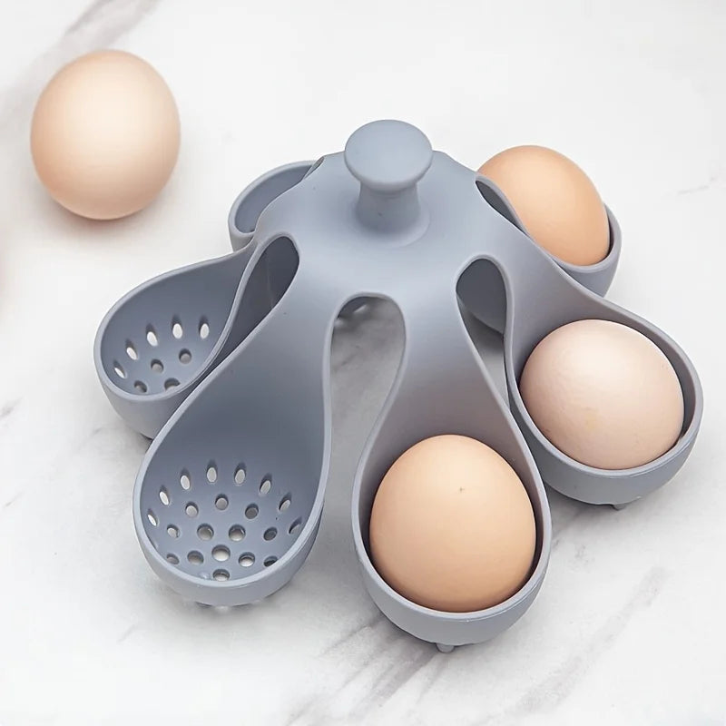 4/6 Egg Holder, High-Temperature Resistant Silicone Egg Cooker for Home Kitchen - Ideal for Steaming Eggs for Family Breakfast
