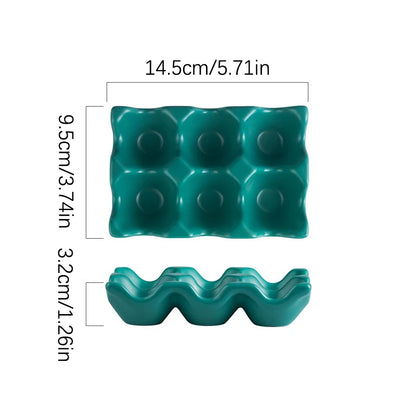 〔W〕6 Grids Egg Holder Ceramic Anti-Slip Egg Box Refrigerator Shockproof Egg Tray Holder Storage Box Home Storage Organization