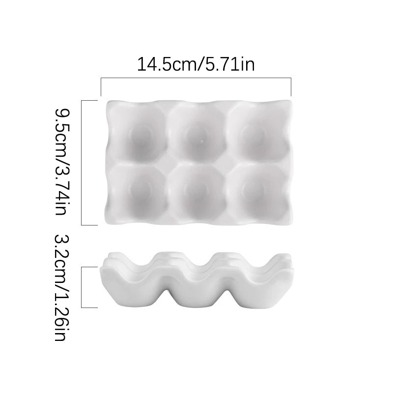 〔W〕6 Grids Egg Holder Ceramic Anti-Slip Egg Box Refrigerator Shockproof Egg Tray Holder Storage Box Home Storage Organization